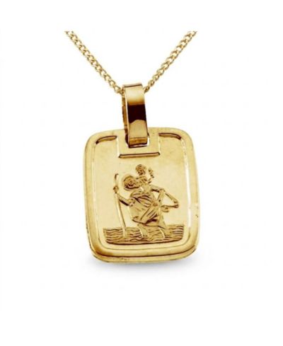 Подвеска-кулон Curata Jewelry из цельного желтого золота 18k, маленький квадратный Святой Христофор 13x10mm