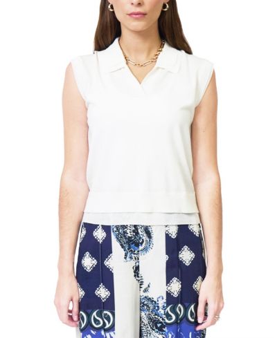 Central Park West Women's Brooklyn Sheer Double Layer Twofer Polo