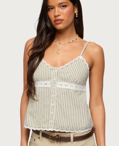 Женский топ Edikted Elodie Lacey Striped Tank Top