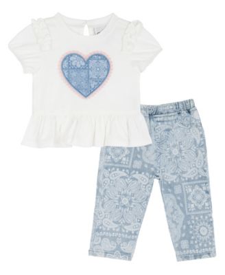 Rare Editions Baby Girls' Short-Sleeve Top and Pants, 2-Piece Set