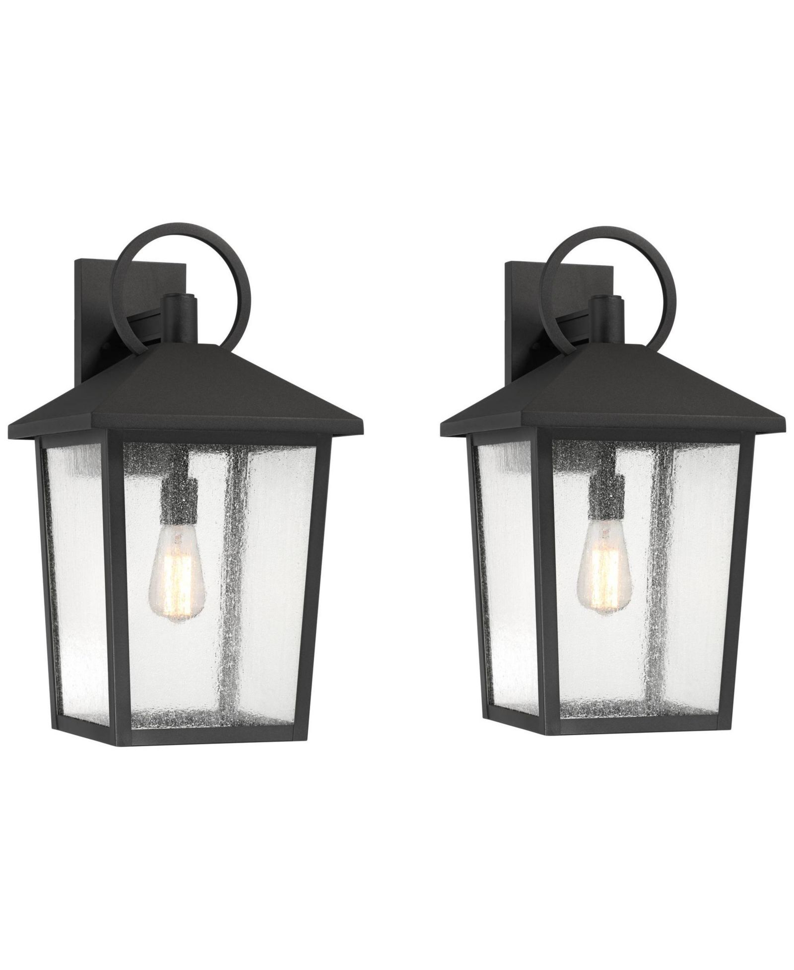 John Timberland Westmont 22"H Sand Black Outdoor Wall Light Set of 2