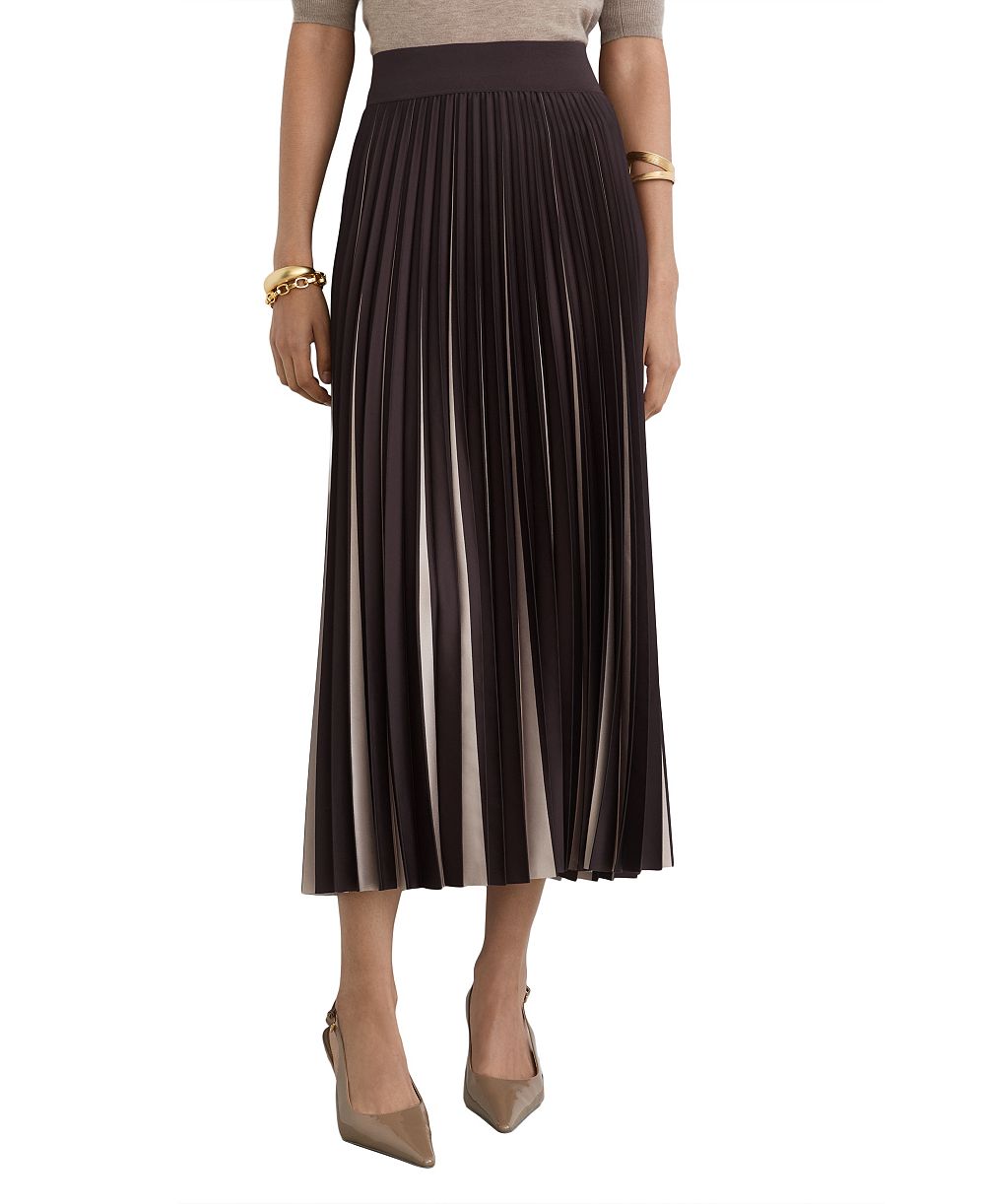 REISS Women's Serena Two-Tone Pleated Midi Skirt