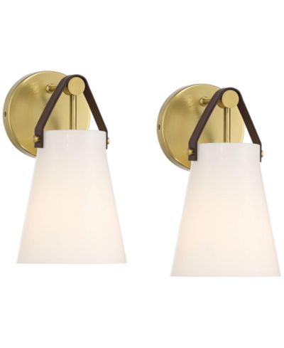 Набор из 2 настенных бра 360 Lighting Ashley, античная латунь и кожа