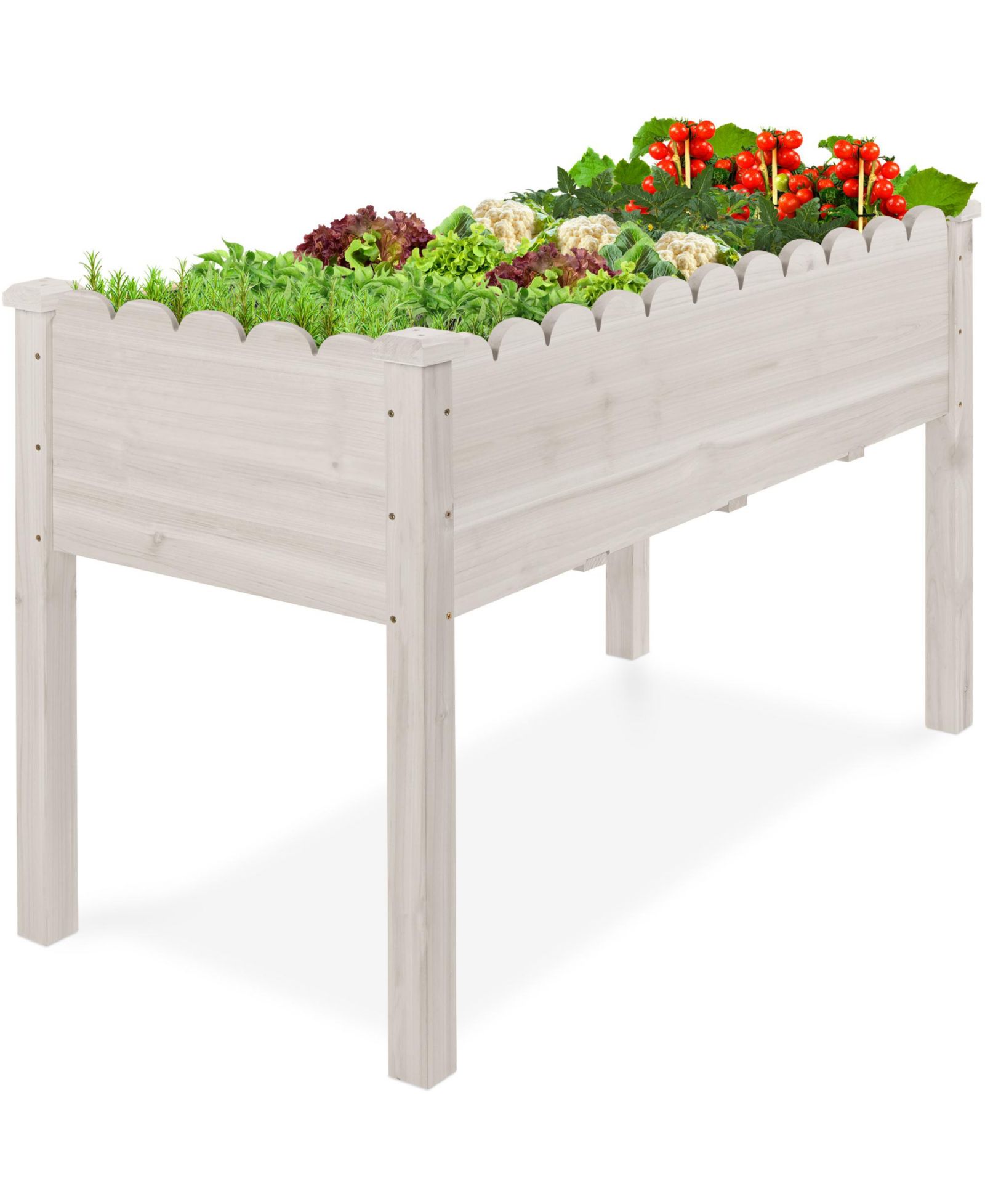 Best Choice Products  Raised Garden Bed, Elevated Wooden Planter for Yard Foot Caps, Liner