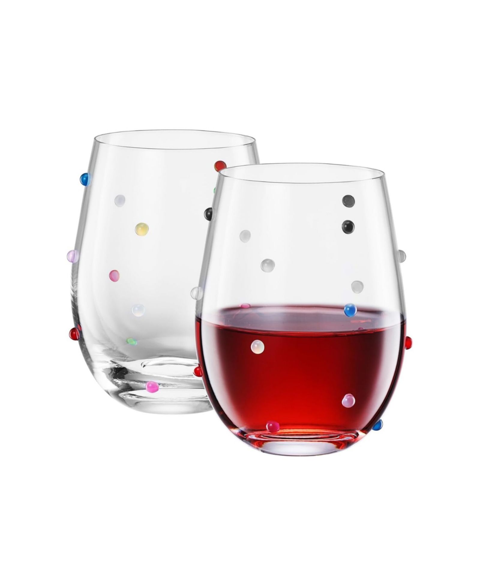 The Wine Savant Confetti Polka Dot Stemless Wine Glasses, Set of 2
