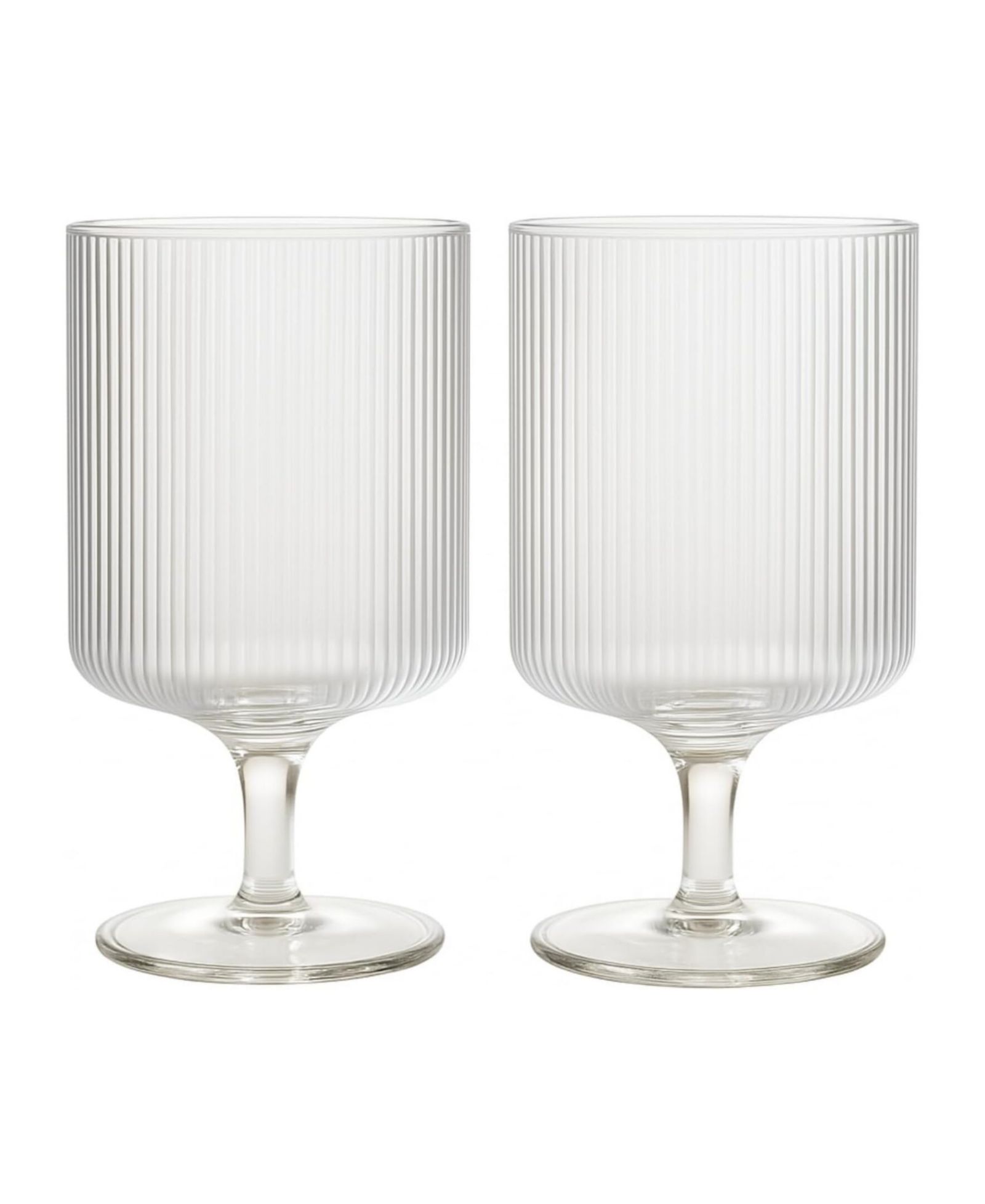 The Wine Savant Ribbed Goblet Wine Glasses, Set of 2