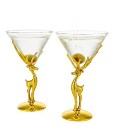 Набор бокалов для мартини The Wine Savant Gold Stag Antler, 2 шт.