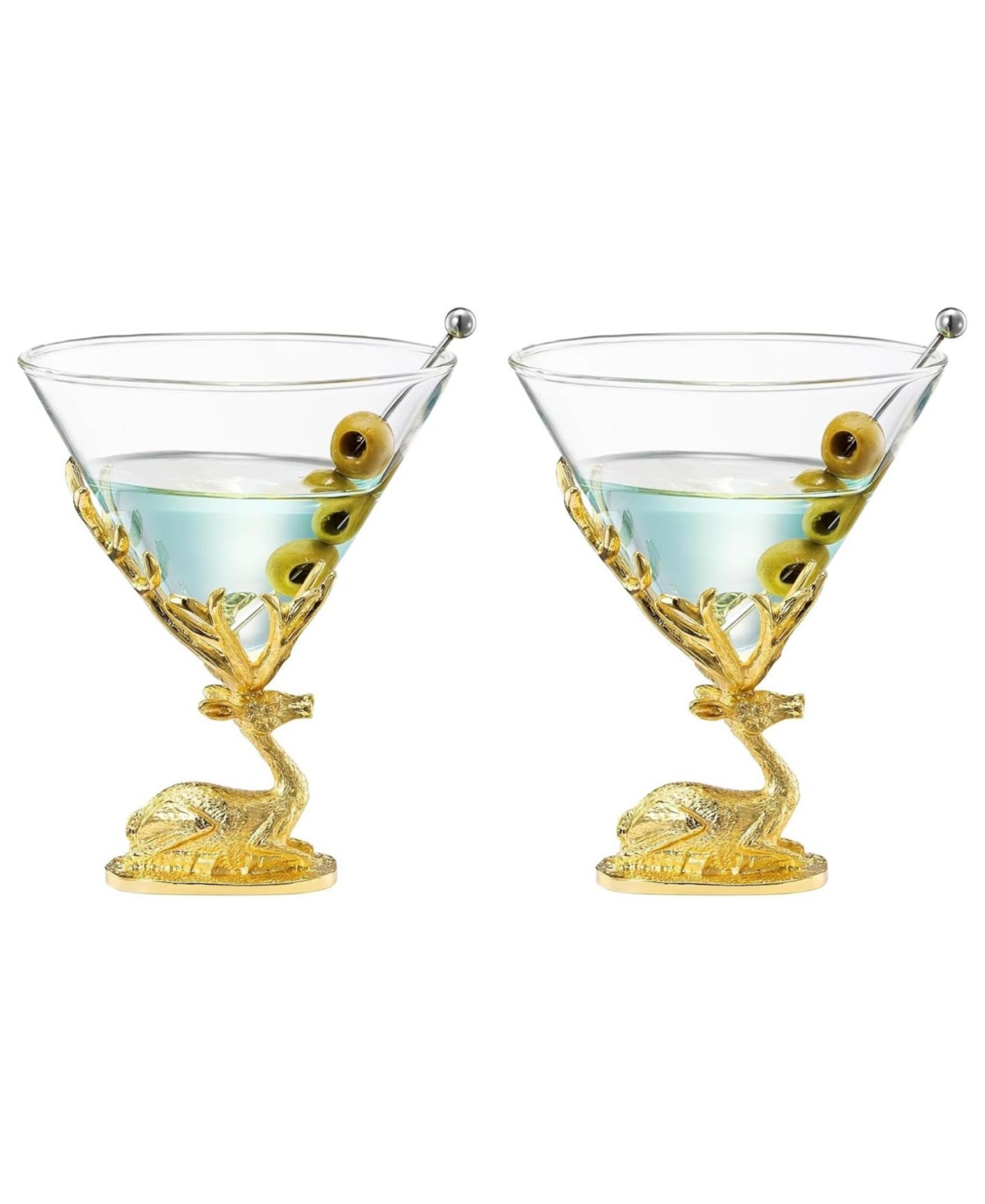 Набор из 2 бокалов для мартини The Wine Savant Gold Stag Antler Sitting