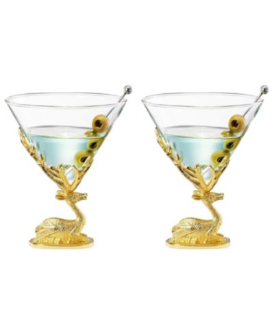 Набор из 2 бокалов для мартини The Wine Savant Gold Stag Antler Sitting