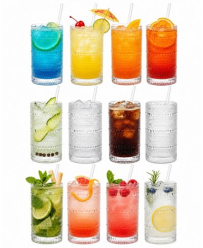 The Wine Savant Hobnail Highball Glasses, Set of 12