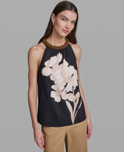 Женский топ KARL LAGERFELD PARIS Floral Print Halter Neck