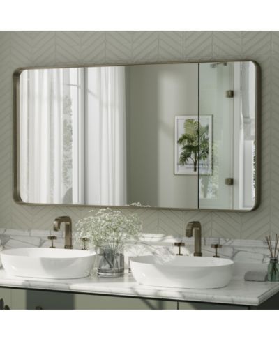 Зеркало Apmir Wall Decor Bathroom Vanity в раме из закаленного стекла и алюминиевого сплава Brushed Bronze 55" x 30"