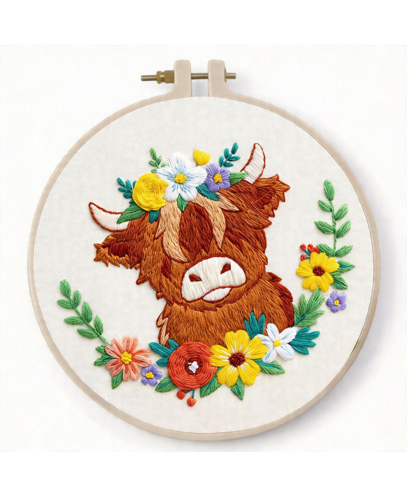 GNUADZ 3 Pack Highland Cow Embroidery Kit Adults Beginners DIY Gift