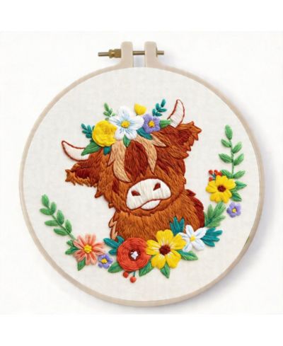 GNUADZ 3 Pack Highland Cow Embroidery Kit Adults Beginners DIY Gift