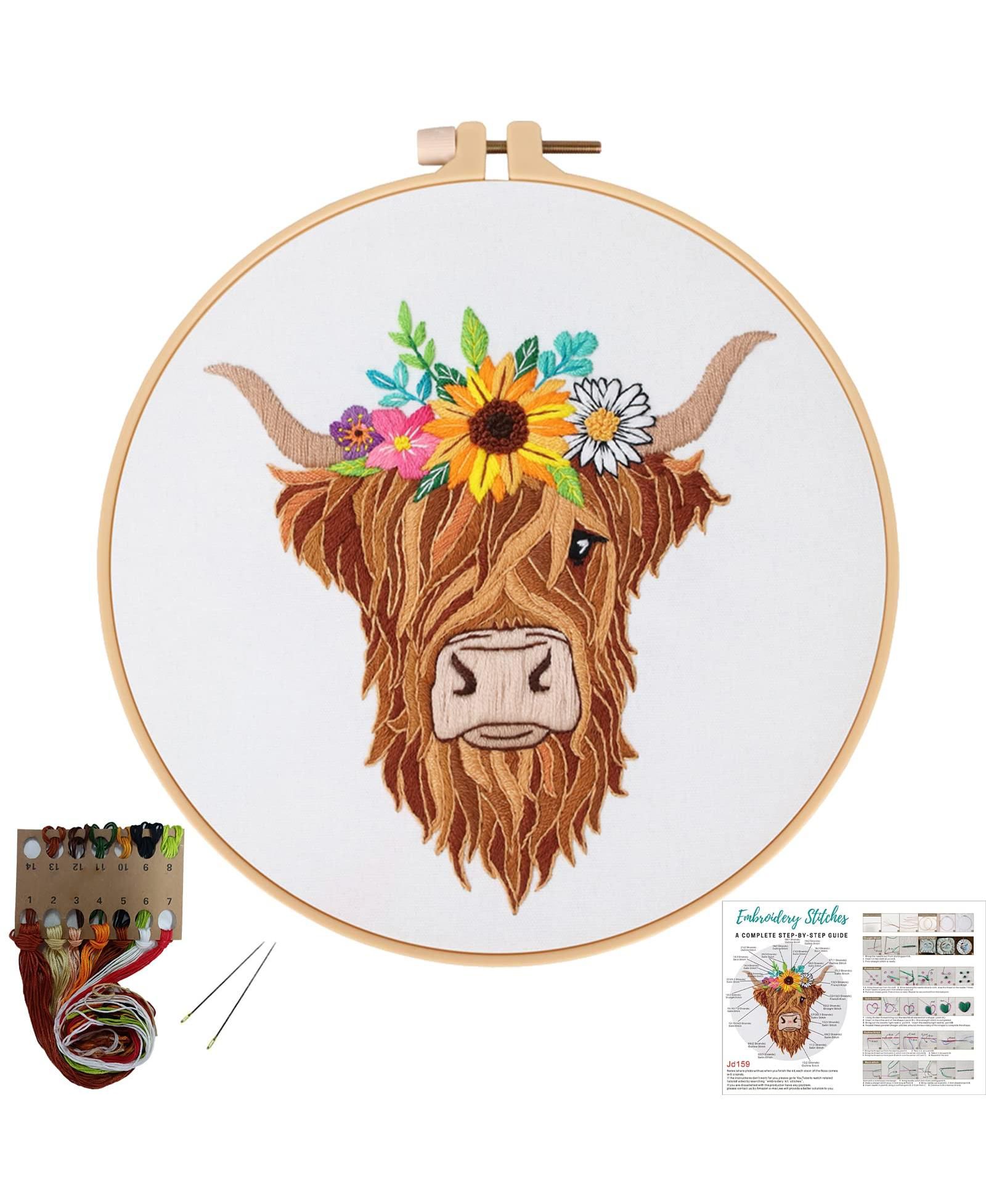 Набор для вышивания GNUADZ Highland Cow, DIY вышивка крестиком для начинающих