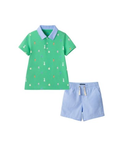 Комплект из поло и шорт Andy & Evan Toddler Boys Bunny Toss Knit