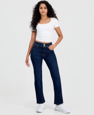 GUESS Women's Shape Up Mid-Rise Straight-Leg Jeans
