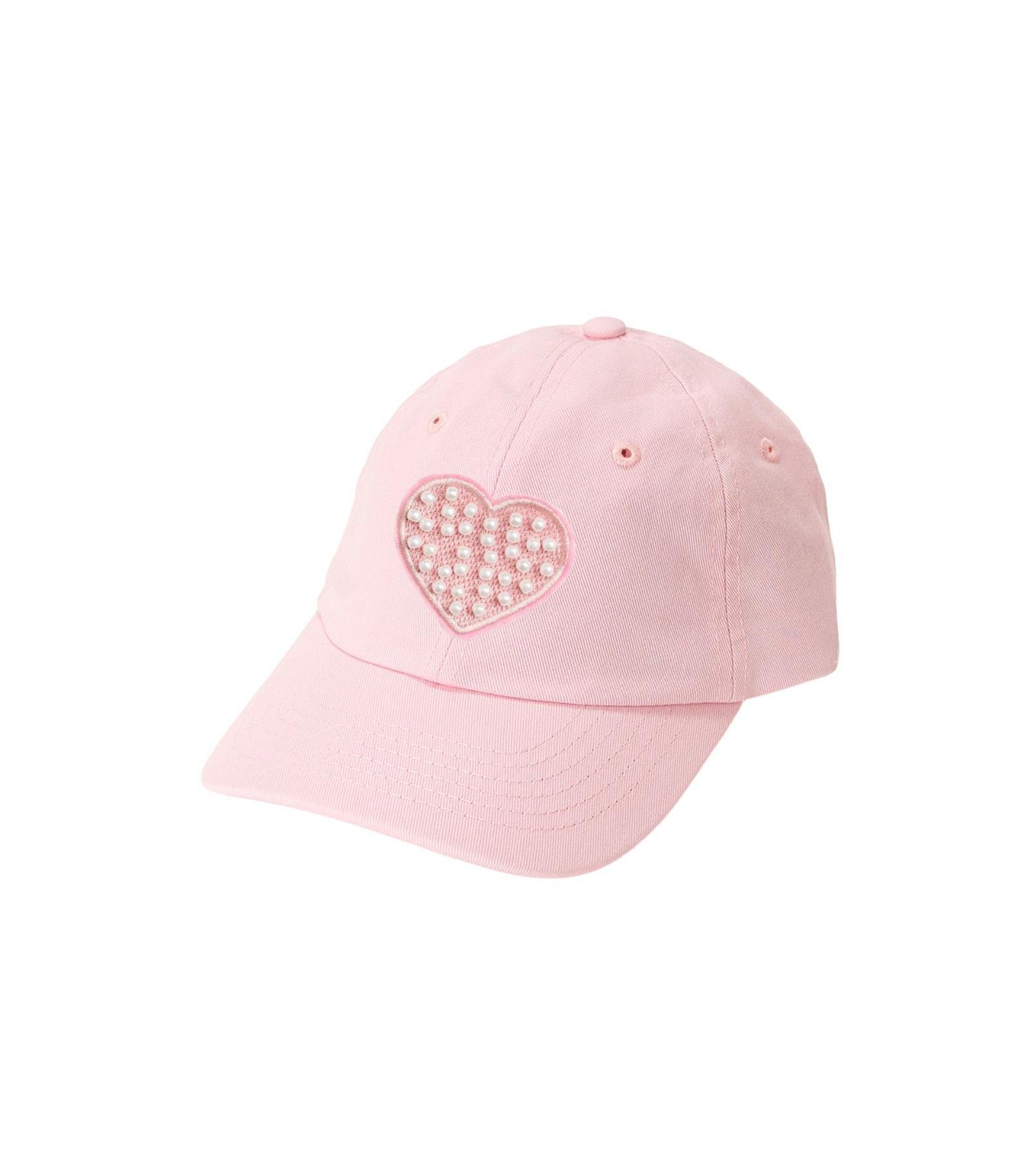 Sweet Wink Girls Pearl Heart Patch Baseball Hat