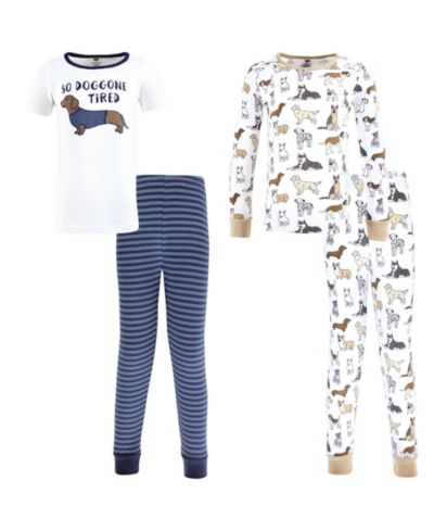 Hudson Baby Toddler Boys Hudson Cotton Pajama Set 4-Pack, Navy Dogs