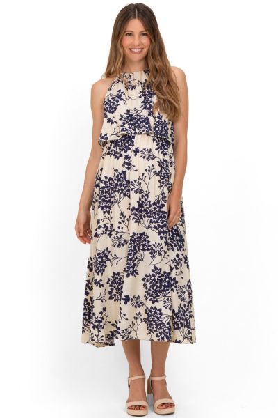 Женское платье Pinkblush Navy Floral Flounce Halter Midi