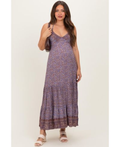 Pinkblush Women's Brown Paisley Halter Maxi Dress