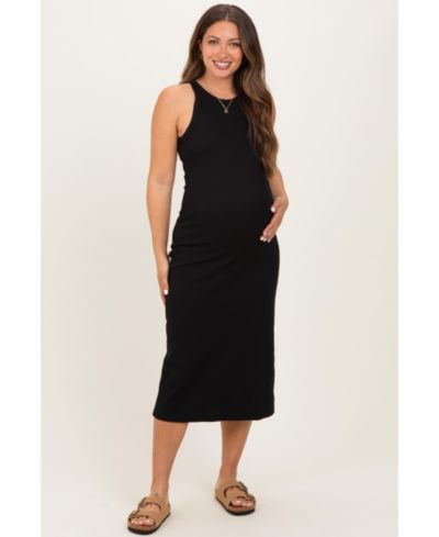 Pinkblush Women's Black Ribbed Tank Midi Dress