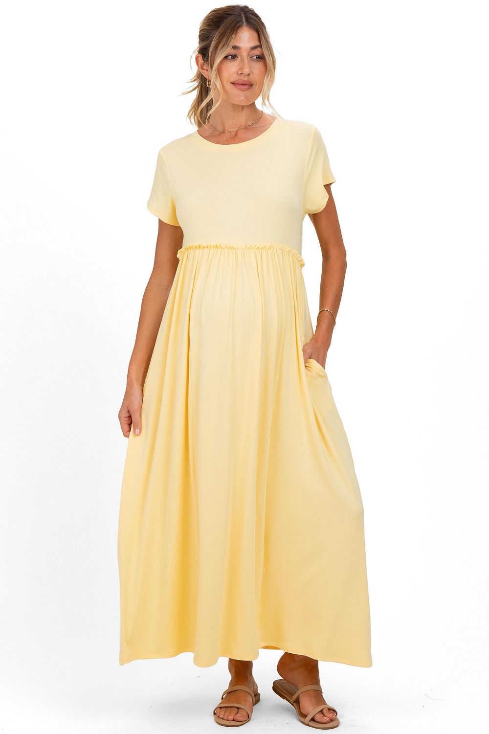 Платье Pinkblush Women's Taupe Ruffle Trim Maxi