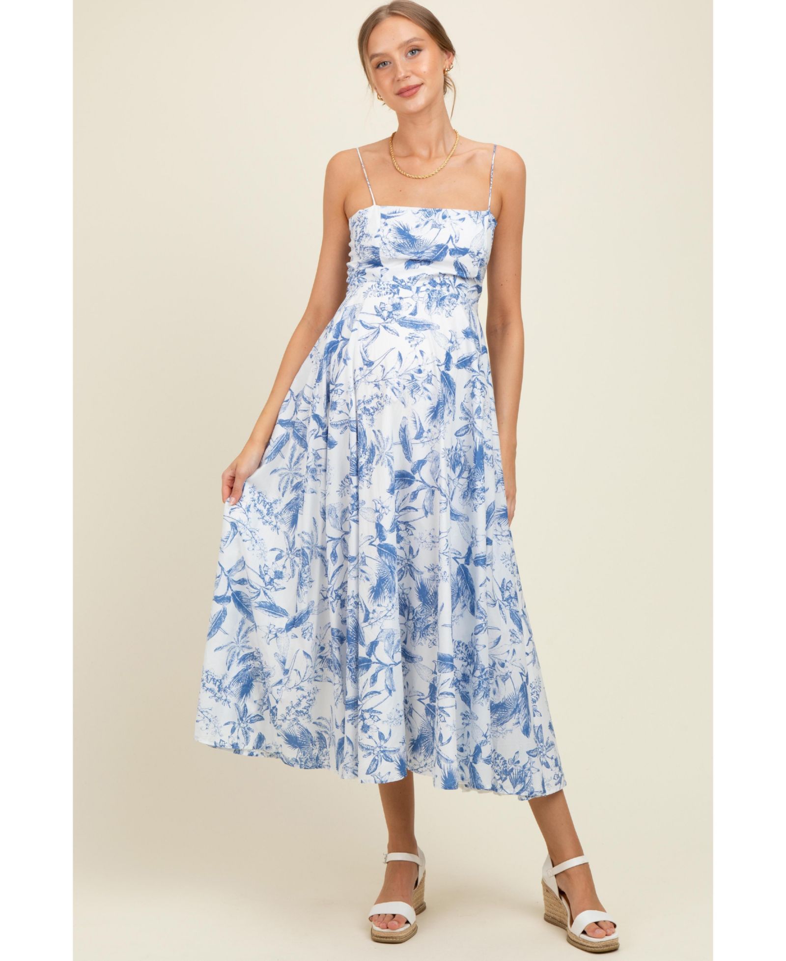 Платье Pinkblush Women's Light Pink Linen A-Line Flared Midi