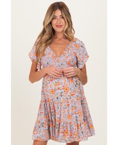 Женское платье Pinkblush Lavender V Neck Smocked Bodice Floral Print