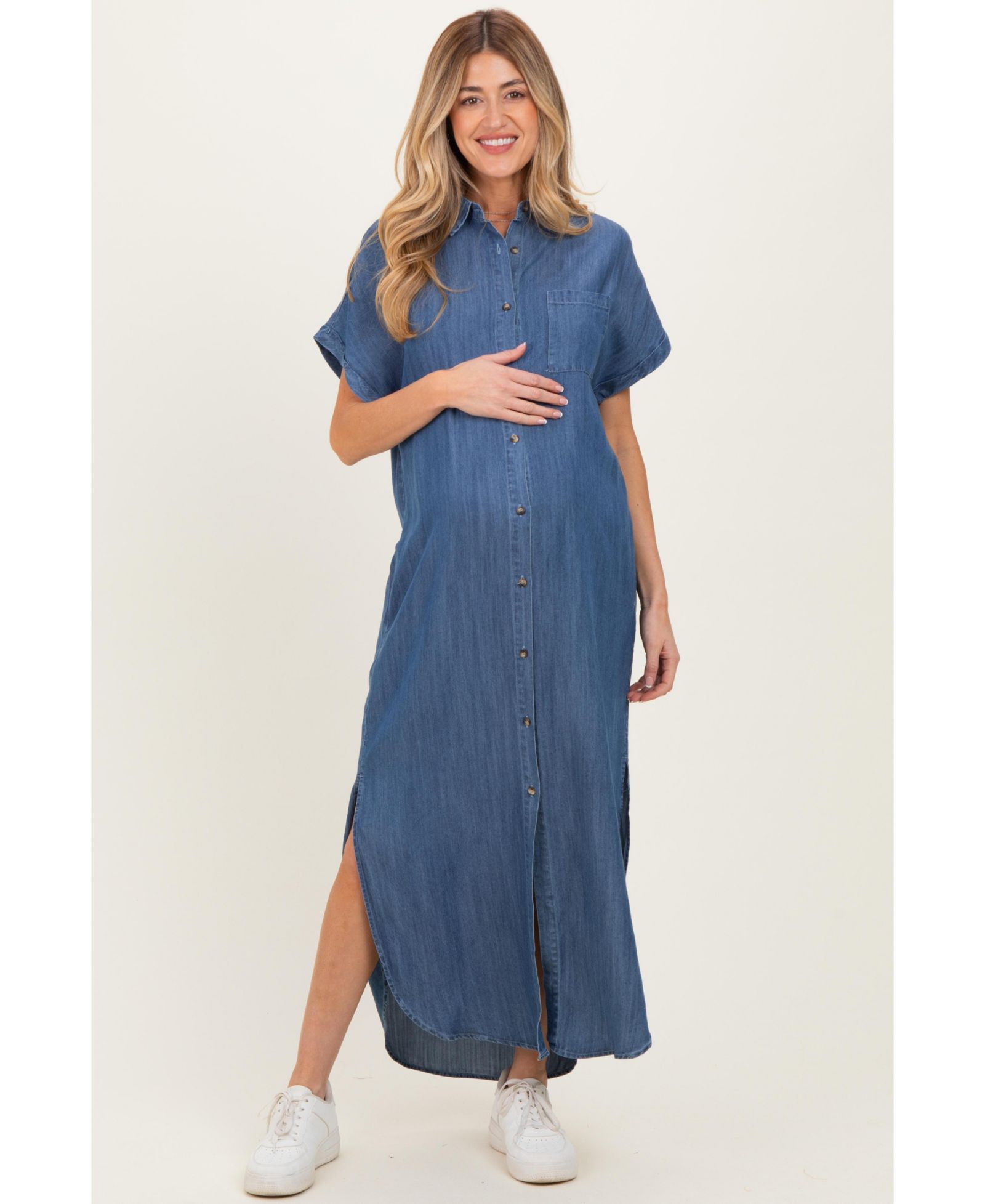 Женская рубашка-платье Pinkblush Blue Chambray Button Down