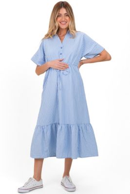 Женское миди-платье Pinkblush Light Blue Striped Button Collared