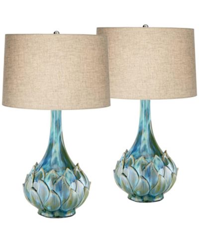Possini Euro Design Kenya современная настольная лампа, набор из 2 шт., керамика