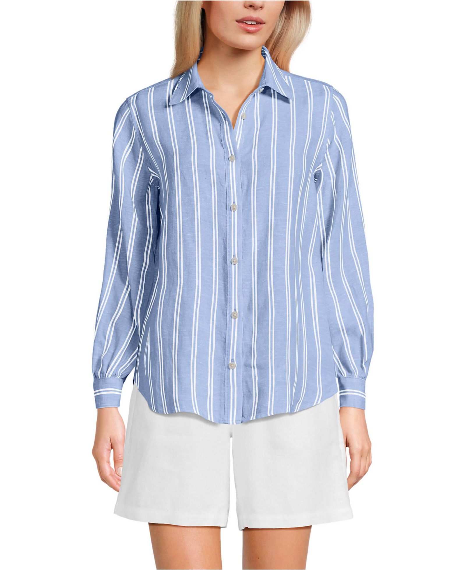 Женская рубашка Lands' End Tall Linen Long Sleeve