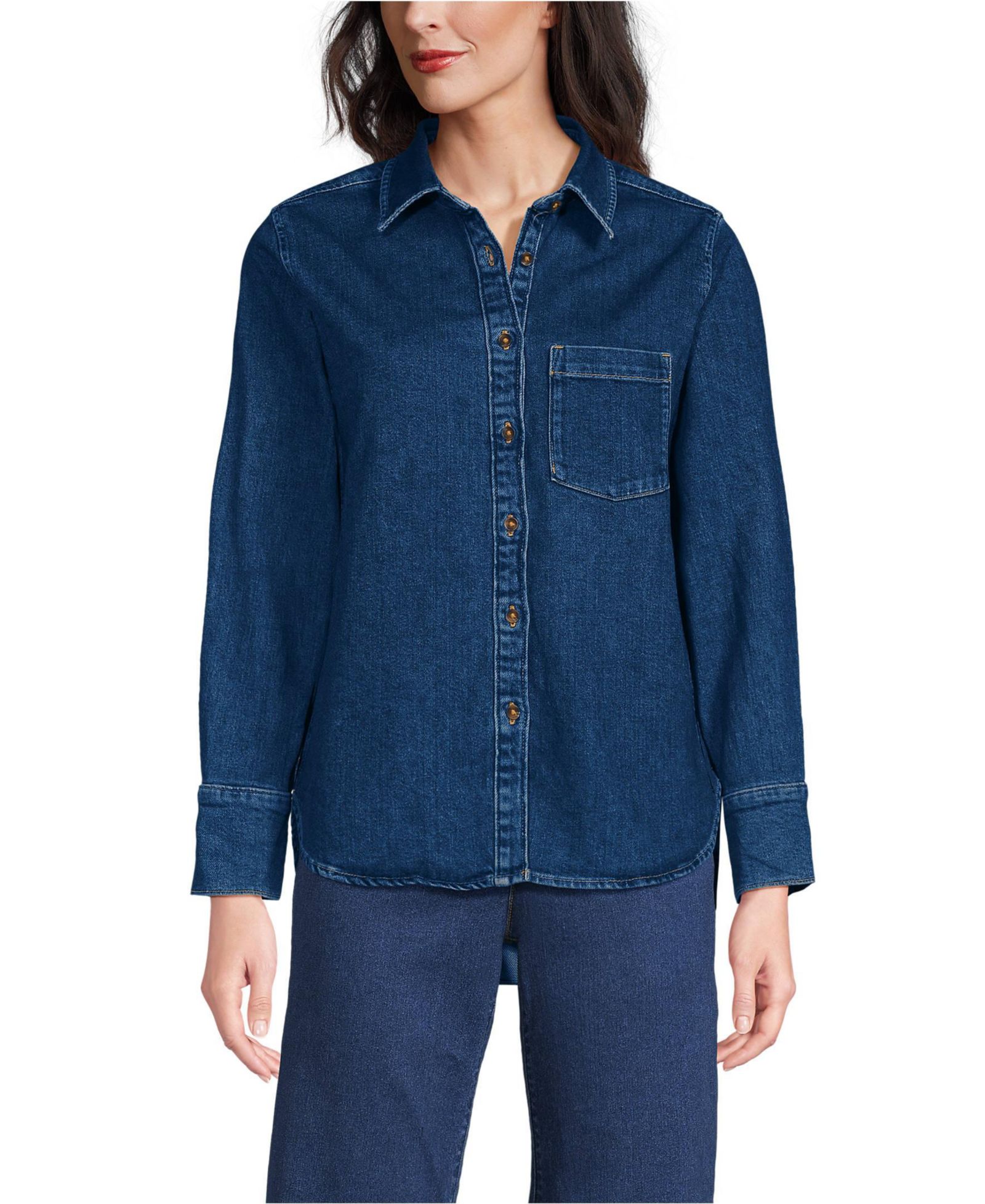 Женская рубашка Lands' End Soft Denim Twill с пуговицами спереди