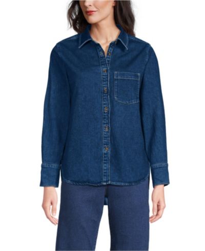 Женская рубашка Lands' End Soft Denim Twill с пуговицами спереди
