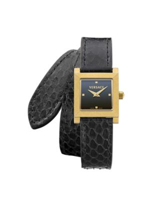 Женские часы Versace Mosaic Black с ремешком из телячьей кожи 22x22mm