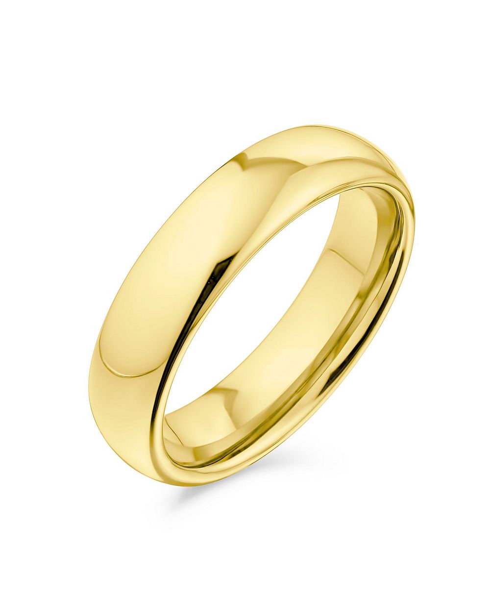 Bling Jewelry Classic Dome Wedding Band Ring Gold Tone Titanium Comfort 5MM