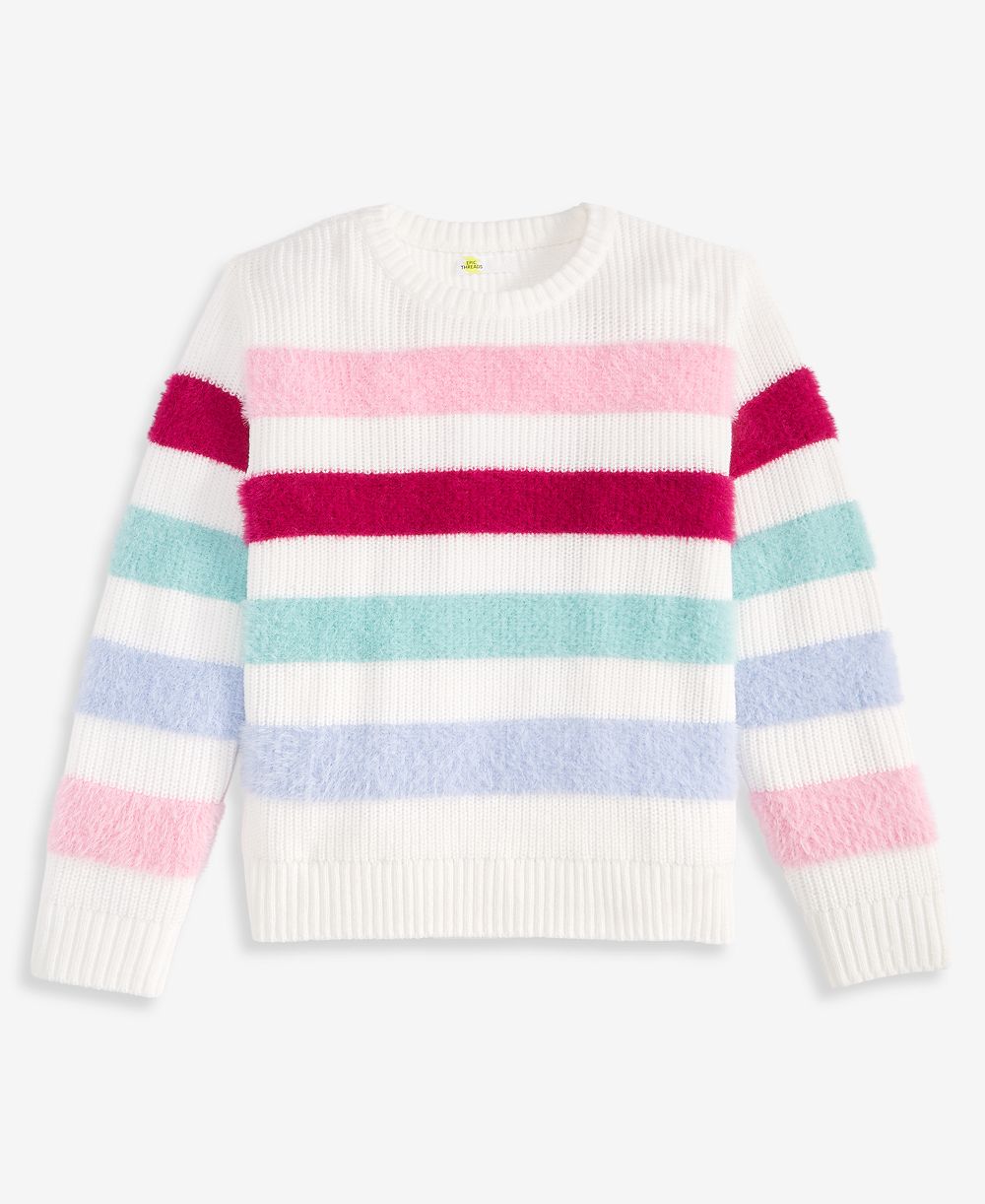 Epic Threads Girls' XS-XL Crewneck Feather-Stripe Sweater, Macy's Exclusive