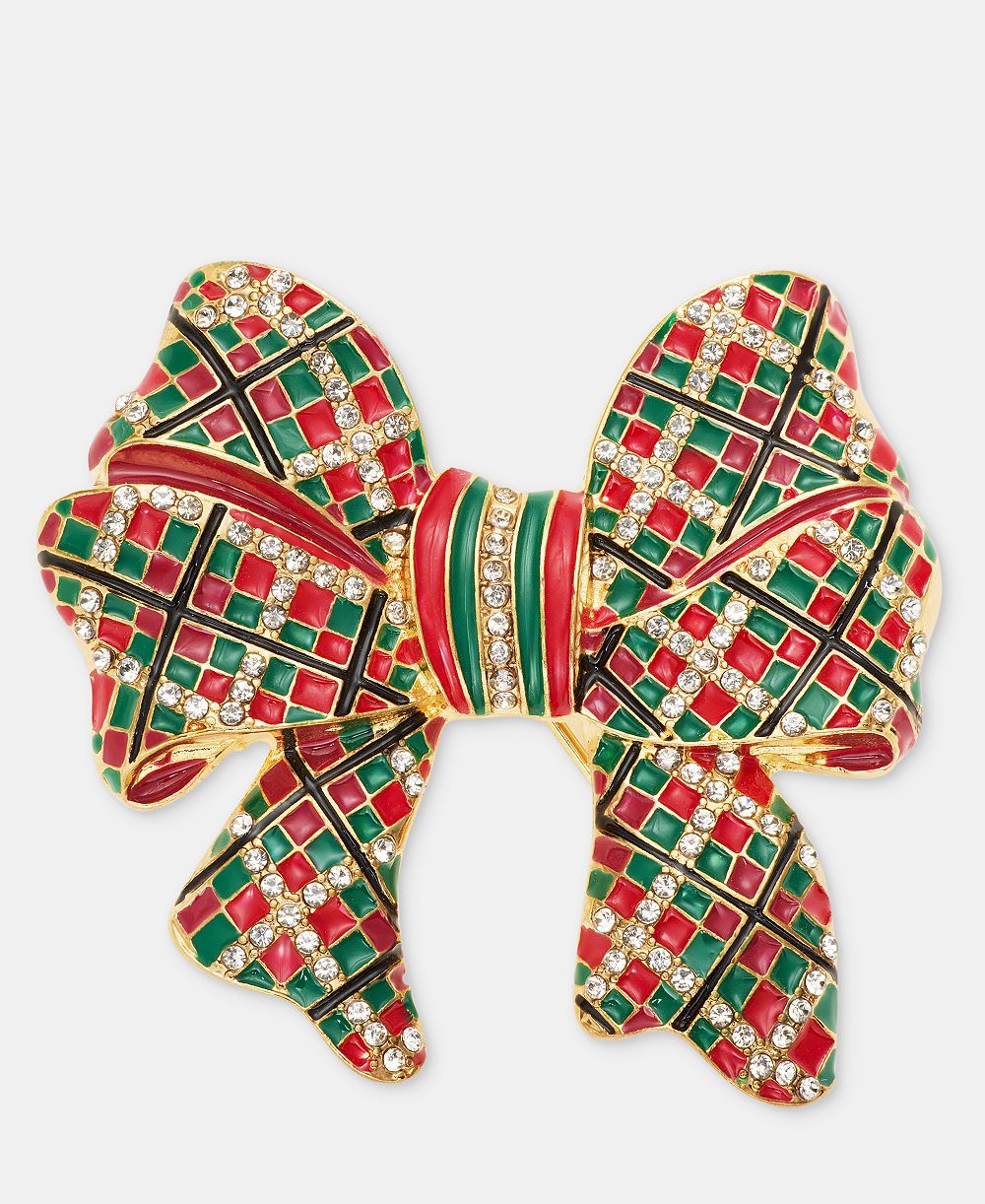 Брошь Holiday Lane Plaid Bow, эксклюзив Macy's