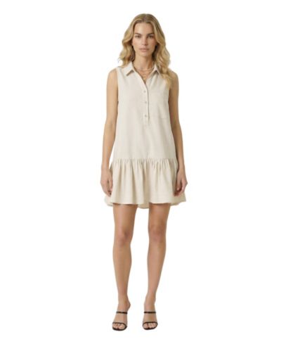 Modenaire Women's Sleeveless Collared Drop-Waist Pocket Dress