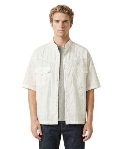 Modenaire Men's Short Sleeve Stand-Collar Dual-Pocket Shirt