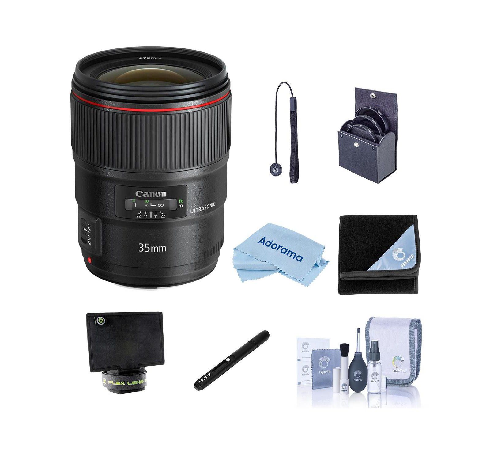 Canon EF 35mm 1.4L II USM Lens, Bundle with Lens Wrap, 72mm Filter Kit, Lens Shade, Lens Cleaner and Lens Cap Tether