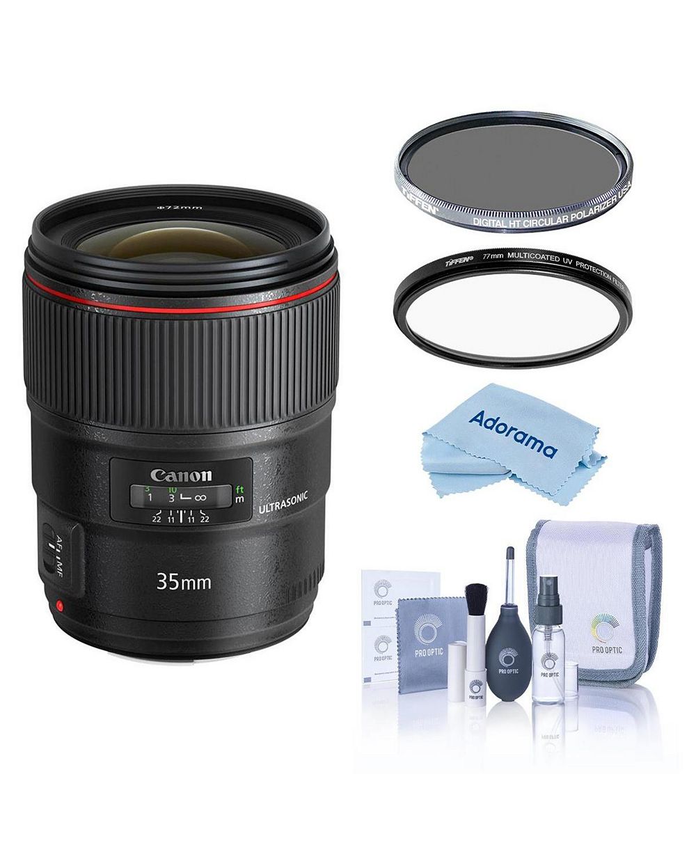 Canon EF 35mm  1.4L II USM Lens, Bundle with Tiffen 72mm UV and CPL Filters
