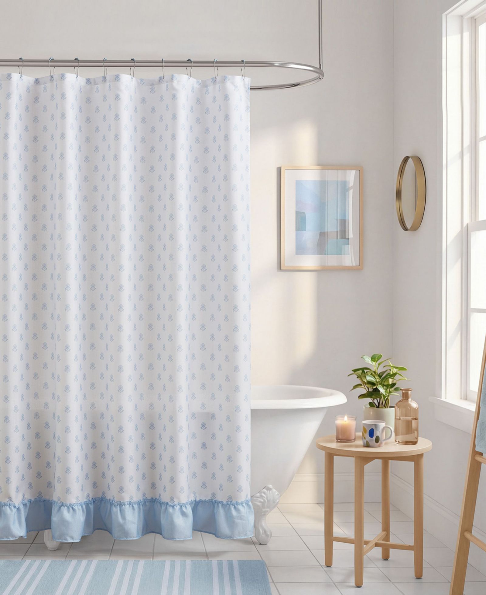 Intelligent Design Savanna Floral Ruffle 13-Piece Shower Curtain Set