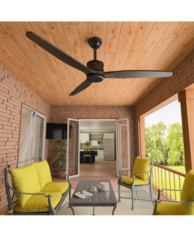 Modern 52-Inch Black Ceiling Fan with Solid Wood Blades - DC Motor Fan with Remote | Reversible for Summer Cooling and Winter Heat Circulation