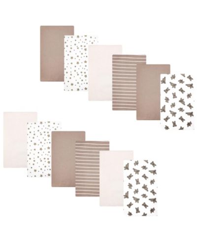 Набор пеленок Hudson Baby Infant Cotton Poly Flannel Burp Cloths, 12-Pack, French Bulldog Stars, One Size