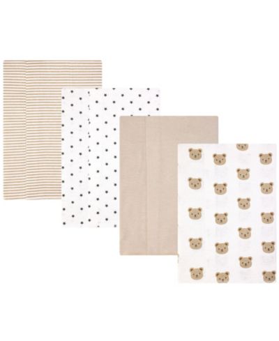 Hudson Baby Infant Cotton Poly Flannel Burp Cloths 4-Pack, Cozy Cutie, One Size