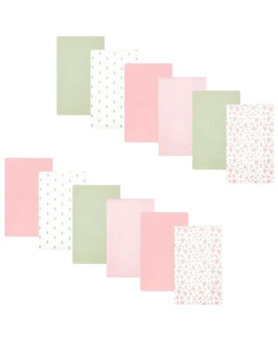 Hudson Baby набор салфеток для слюней из фланели, 12 штук, Tiny Rose, One Size