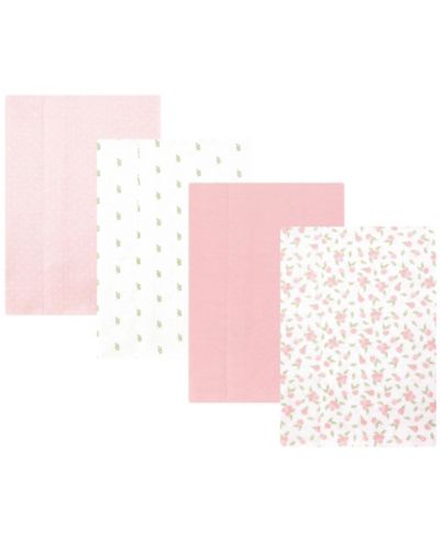 Набор из 4 пеленок Hudson Baby Girl Cotton Poly Flannel Tiny Rose