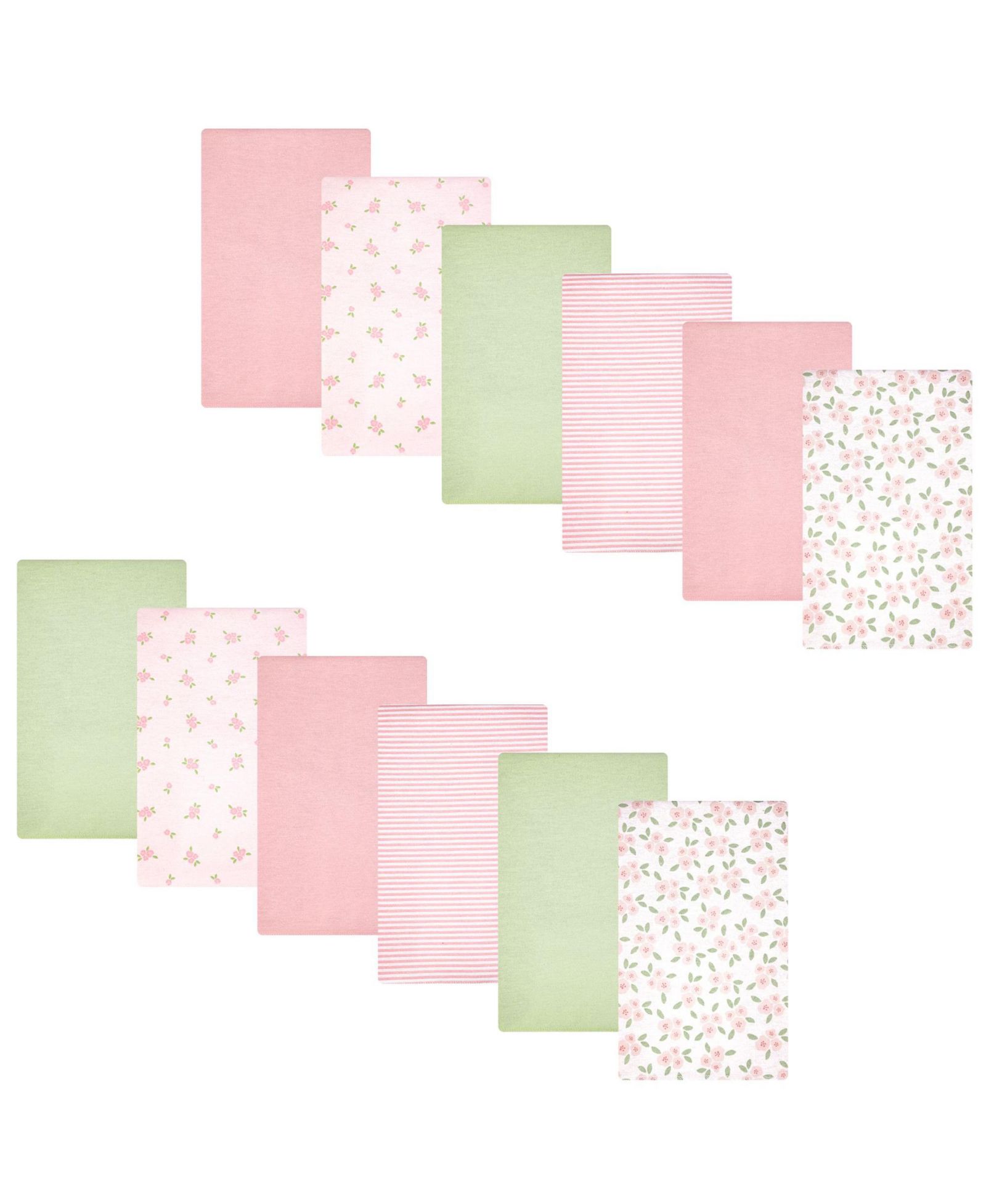 Hudson Baby Girl Cotton Poly Flannel Burp Cloths Bundle 12-Pack, Sweet Little Floral, One Size